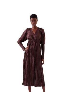 COS Long Sleeve Pleated Maxi Dress Size 2